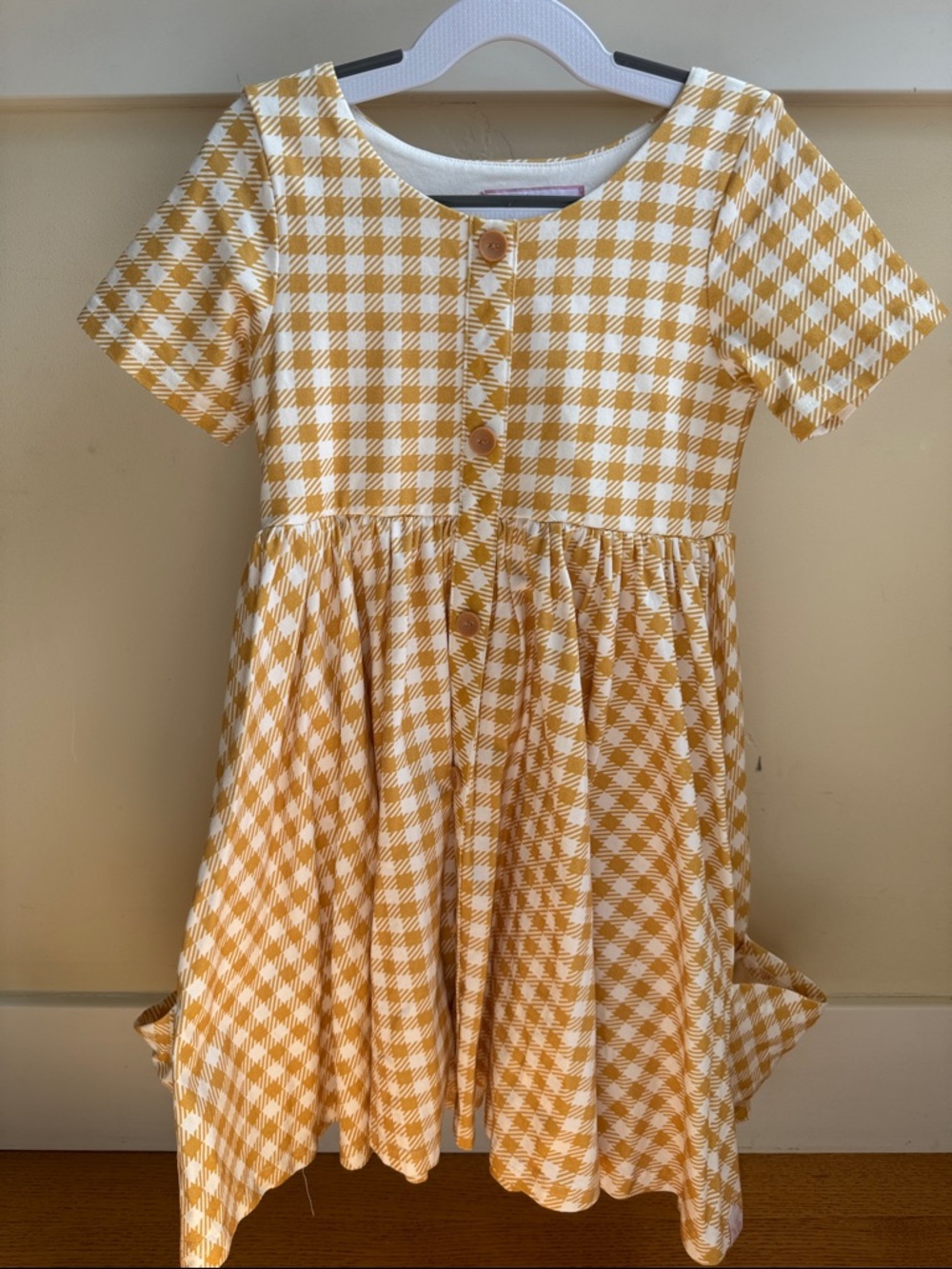 SweetHoney Marigold & Cream Gingham Button-Front Dress